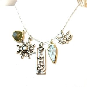Solstice Sun Tribal Ethnic Gemstone Arrow Lotus Indie necklace